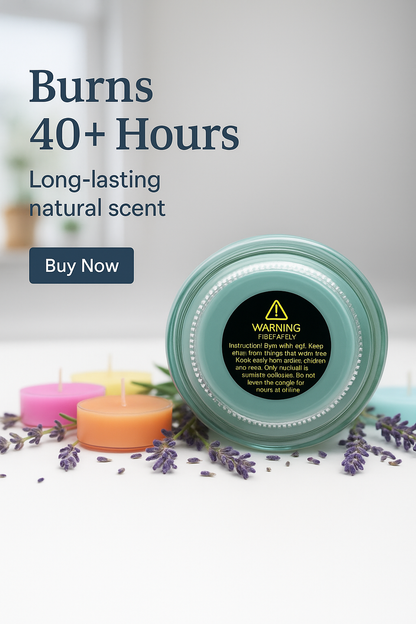 Lavender Scented Soy Wax Candle | 40+ Hours Burn Time | Serene Saffron Handpoured Candle