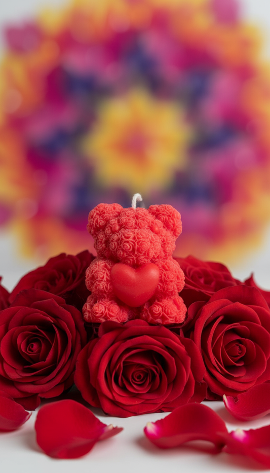 Spire Red Heart Teddy Candle | Pack of 2 | Soy wax scented candle