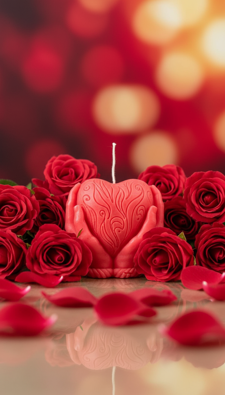 Beauties Scented Candles Soy Wax Romantic Heart-Shaped Rose Scented Candles for Anniversary Valentine's Day Wedding Birthday Christmas Decorations - RED